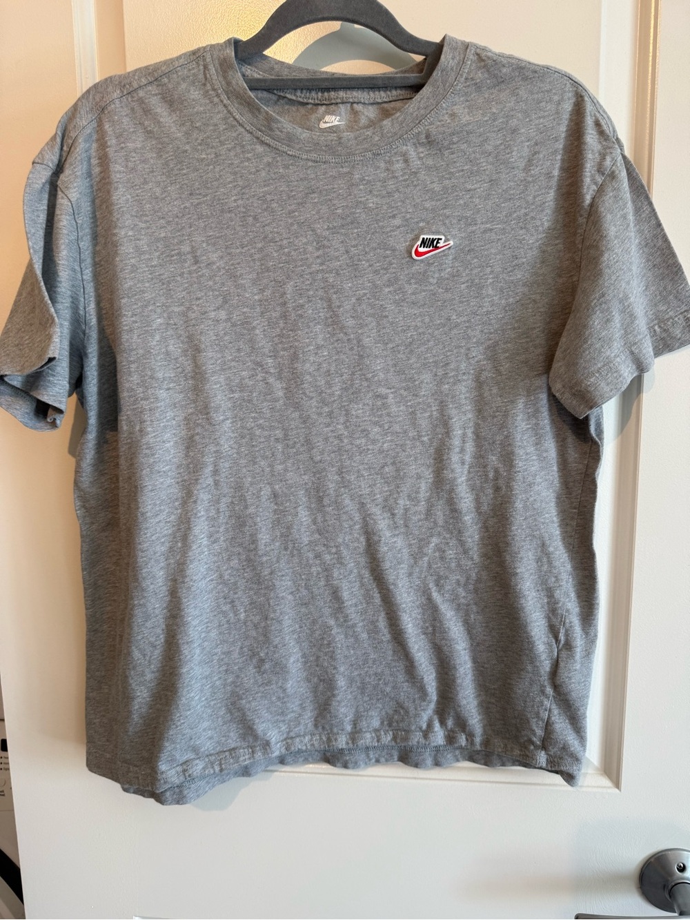 Nike Heather Grey Crew Neck Tee with White Logo
